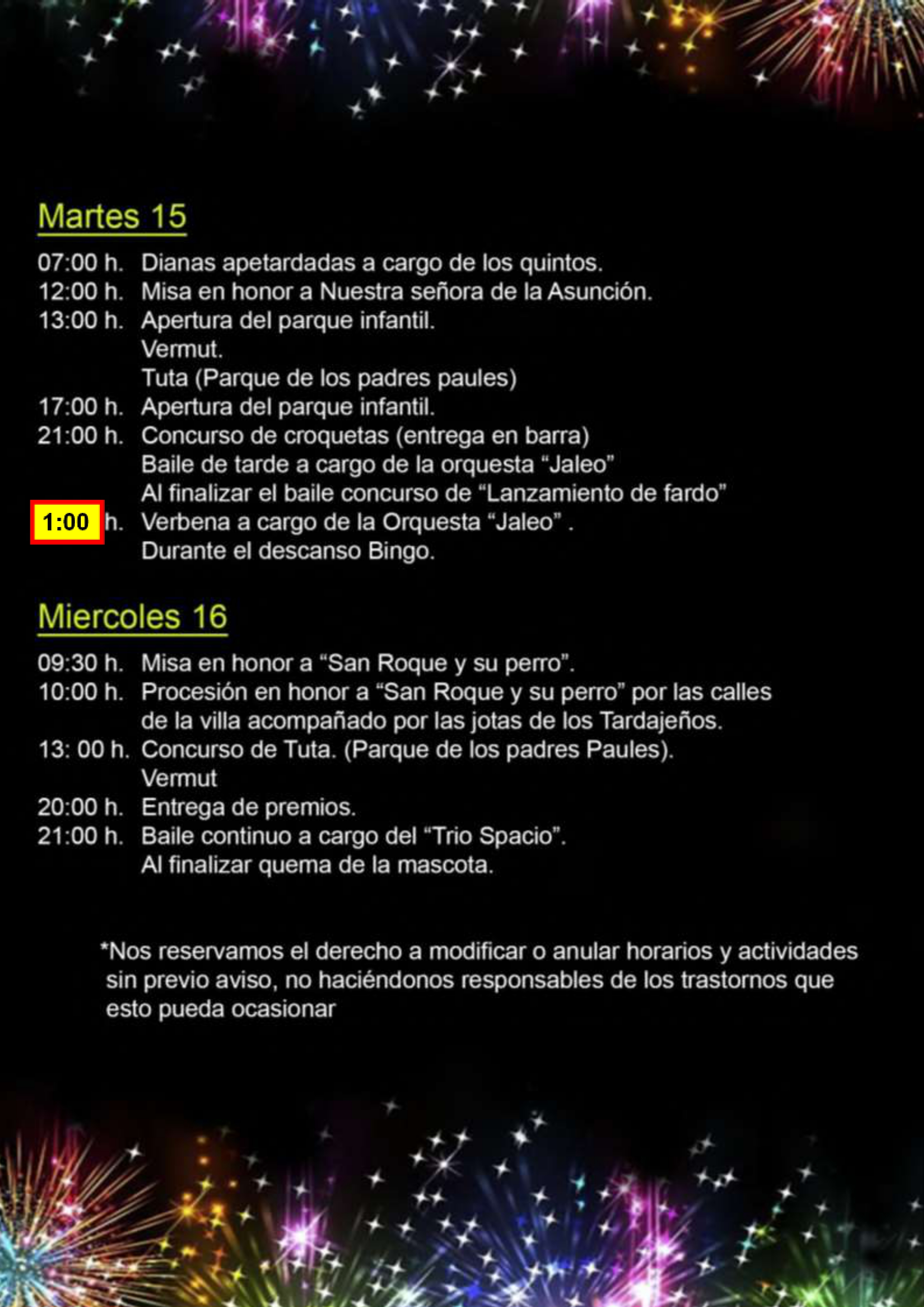 FIESTAS NUESTRA SEÑORA DE LA ASUNCIÓN, SAN ROQUE Y SU PERRO 2023